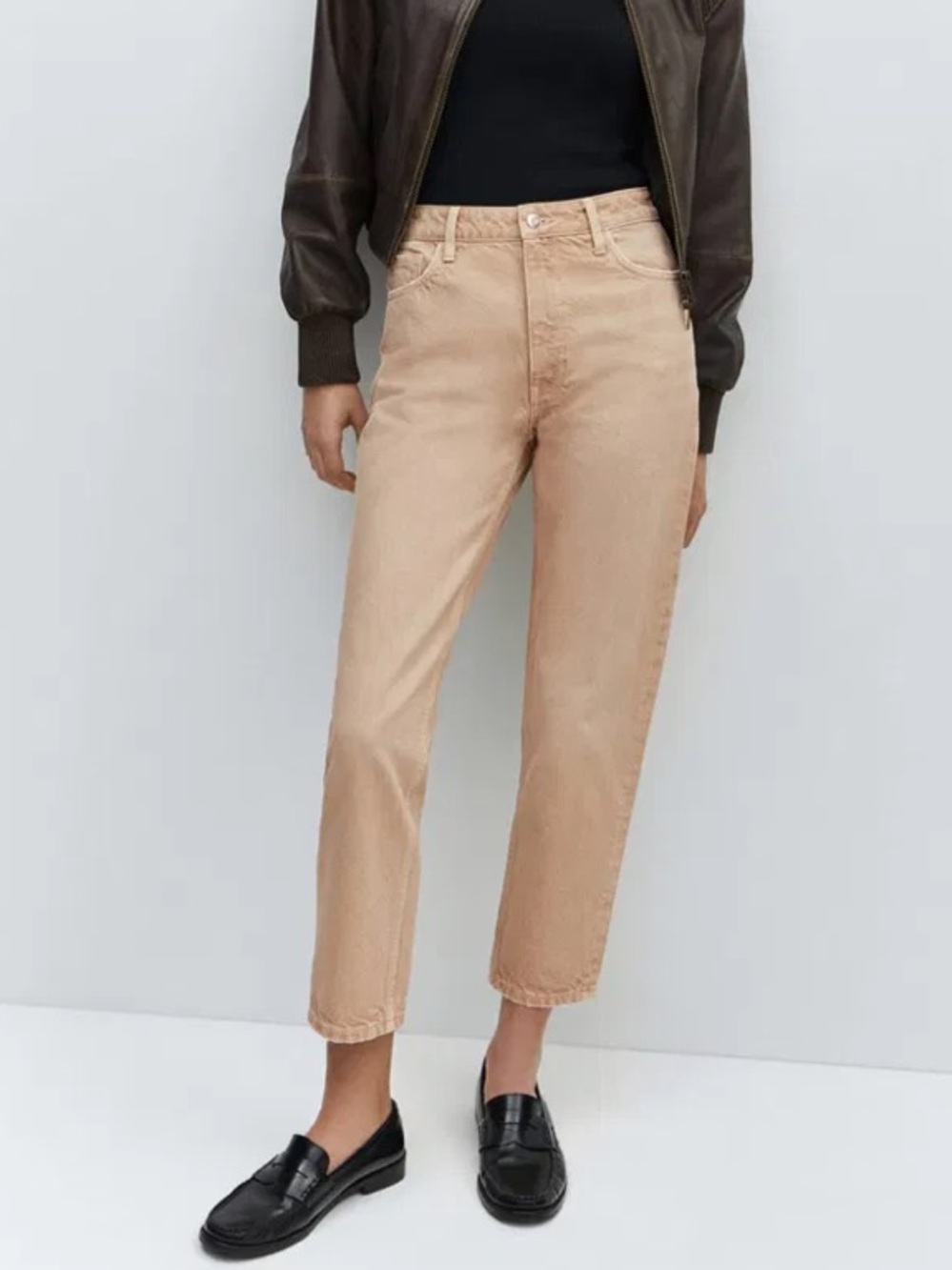 NWOT Mango Women's High-Rise mom Jeans in Light Tan